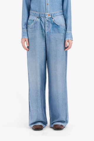 Aloe Silk Faux Denim Trousers | Denim 515240