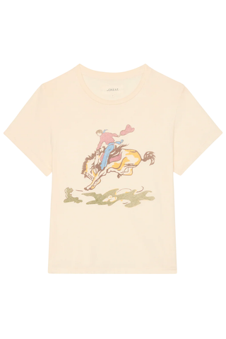 The Little Tee W/ Rider Graphic | Washed White