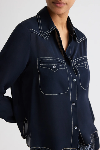 Carter Topstitch Shirt | Midnight