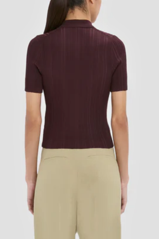 Ribbed Polo Top | Acai