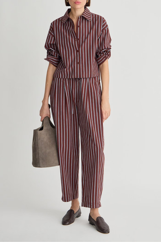 Cropped Isolde Button Down Top | Spice Multi Stripe