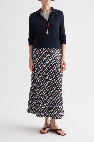 Leather A-Line Skirt | Blue Multi