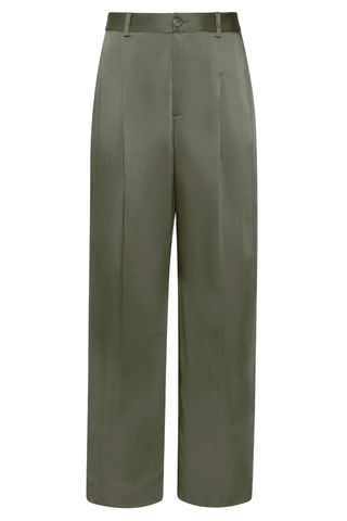 Satin Relaxed Pleated Pant | Pine