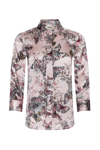 Dani Silk Blouse | Light Nectar Pink Small Multi Butterfly Jungle
