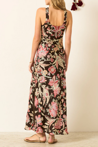 Adele Terra Floral Silk Dress | Brown Terra