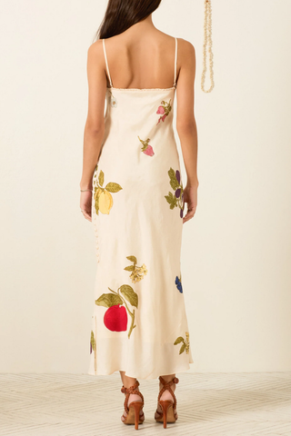Athens Nine Fruit Silk Dress | Off-White
