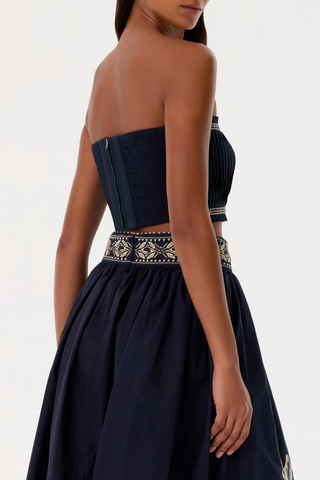 Flavia Iris Embroidery Top | Navy Blue