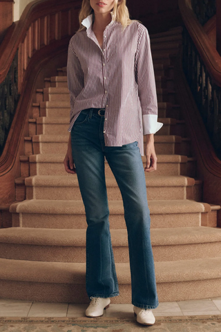 The Ruffle Neck Shirt | Yorkshire Stripe