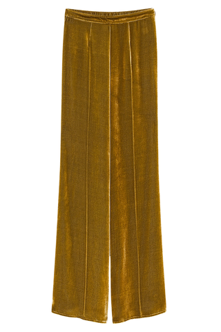 Plain Velvet Flare Pants | Antique Gold
