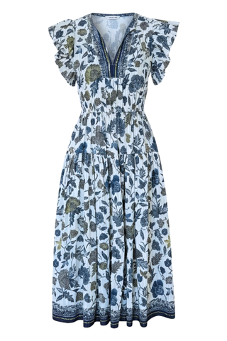 Kairi Flutter Sleeve Midi Dress | Porcelain