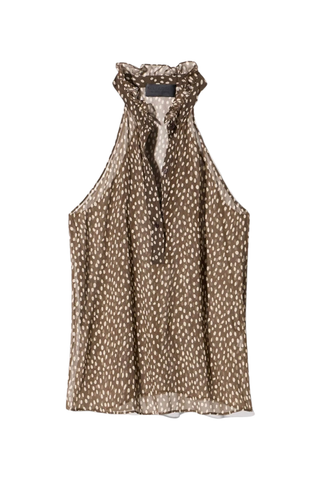 Daniella Silk Top | Brown/Cream Wild Dots