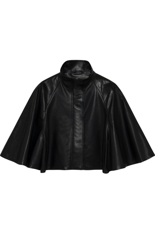 Orvik Leather Cape Jacket | Black