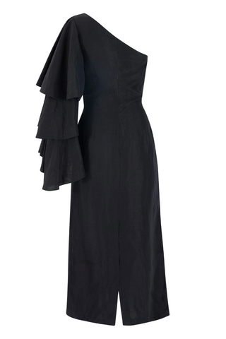 Bidi Bidi Bom Bom Tea Length Dress | Black