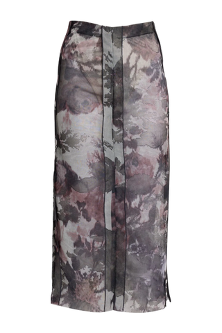 Floral Print Jacquard Knit Skirt | Dove Grey