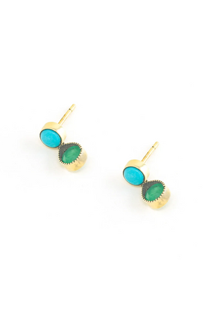 Turquoise and Emerald Drop Earrings