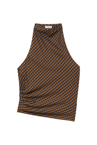 Penelope Check Top | Pecan/Navy