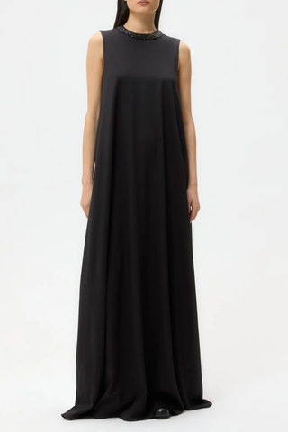 Capitol Dress With Crystal Collar | Black