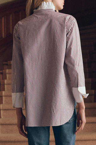 The Ruffle Neck Shirt | Yorkshire Stripe
