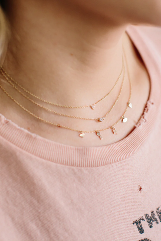 14K Itty Bitty Pavé Diamond Heart Necklace