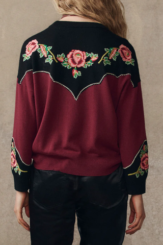 The Heirloom Rose Western Pullover | Wine