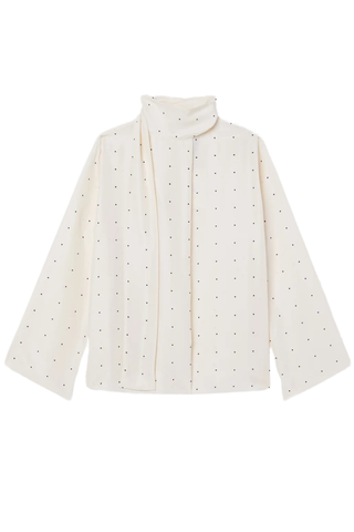 Dotted Silk Foulard Top | Cream / Black Dot