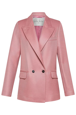 Double–Breasted Jacket In Couture Twill | Rose