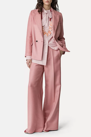 Double–Breasted Jacket In Couture Twill | Rose