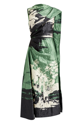 Draped Scarf Midi Dress | Amneris Paint Sage Green