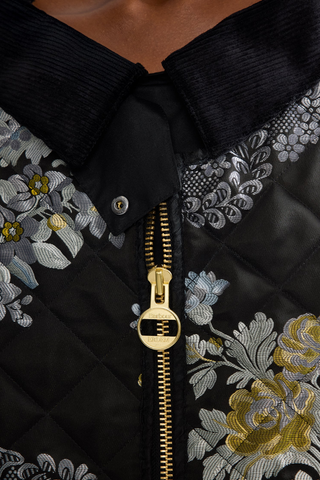 Embroidered Jacquard Gilet Barbour Coat | Black