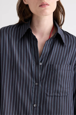 Big Joe Silk Shirt | Blue Nights/Turkish Coffee