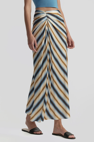Jean Striped Midi Skirt | Tahoe Blue/Milk Chocolate