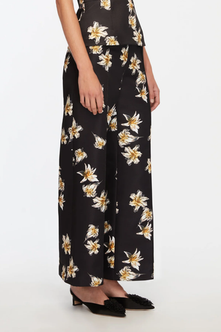 Daffy Trouser | Black & Yellow Festive Lilies
