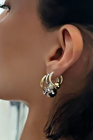 Earring Piercing Small Ball Pave | Yellow Gold