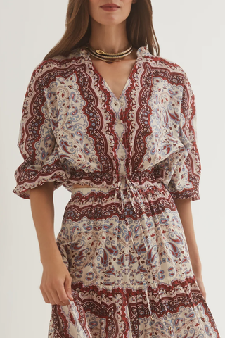 Perrin Top | Paisley Scarf Ivory
