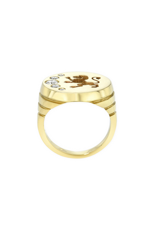 Fantasy Signet Ring with Diamonds | Lion