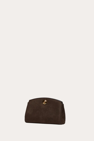 Pushlock Clutch | Dark Brown Ostrich