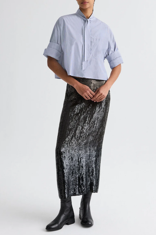 Next Ex Shirt With Tie | Indigo / White