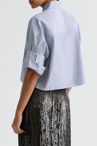 Next Ex Shirt With Tie | Indigo / White