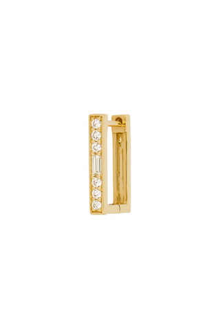 Classic Small Rectangular Diamond Hoop | Single