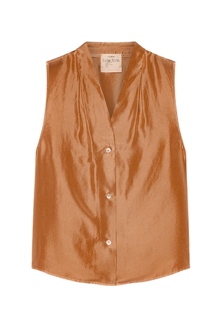 Elegant Habotai Silk Summer Top | Bronze