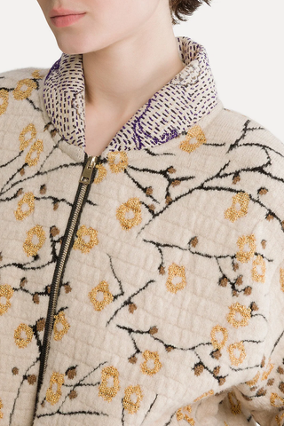 Cherry Blossom Jacquard Bomber Jacket | Mandorla