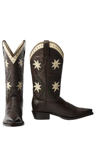 The Leather Cowboy Boot | Brown Floral