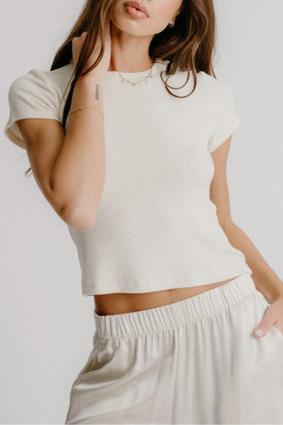 Yael Cropped Baby Tee | Gardenia