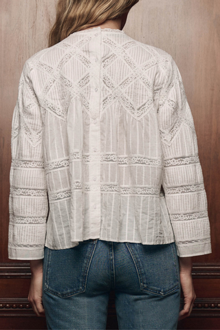 The Lattice Lace Victorian Top | White