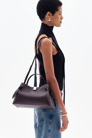 Gyoza Leather Handbag | Espresso