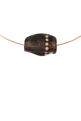Carved Coquito Bead with Brilliant Diamonds | Smokey Quartz