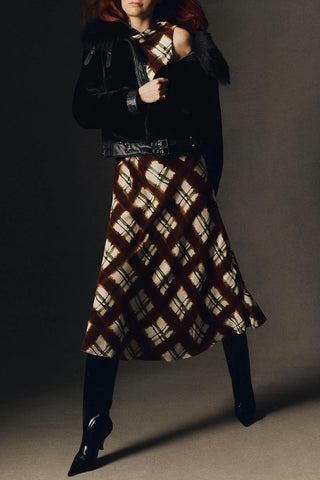 Crystal Midi Dress | Painted Plaid Brown