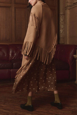 The Big Sweater Fringe Scarf | Camel