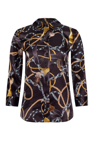 Dani Silk Blouse | Coffee Bean Multi Mix Western Chain