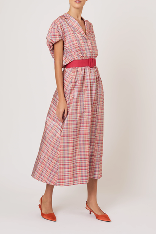 Wind at Your Back Dress | Pink Plaid